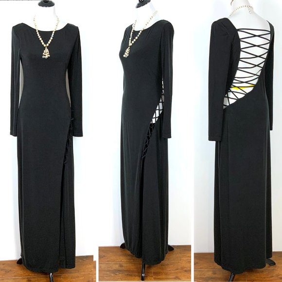 The Jetset Diaries Novella Black Lace Up Maxi Gown Size Large